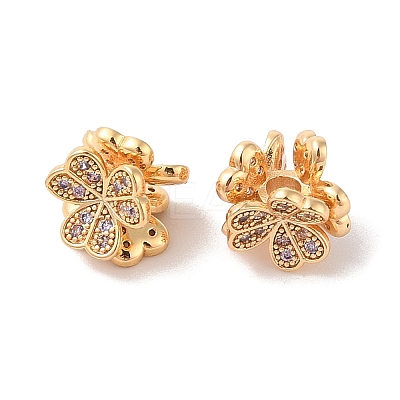 Brass Micro Pave Cubic Zirconia Beads KK-B100-51G-01-1