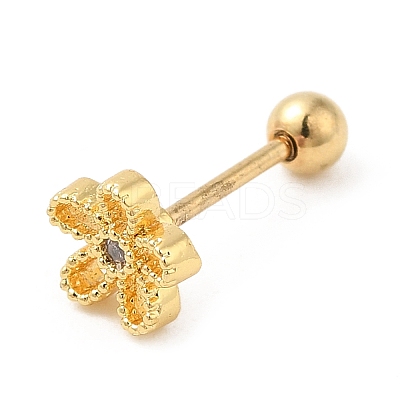 Brass Micro Pave Clear Cubic Zirconia Stud Earrings LS-EJEW-L265-02G-1