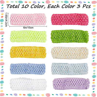 30Pcs 10 Colors Polyester Crochet Elastic Headbands OHAR-GF0001-33A-1