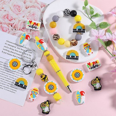 12Pcs 6 Styles Silicone Focal Beads SIL-SZ0001-88-1