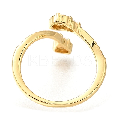 Teardrop Rack Plating Brass Micro Pave Cubic Zirconia Open Cuff Rings for Women RJEW-M022-33G-1