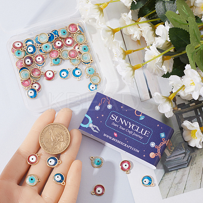 60Pcs 3 Colors Epoxy Resin Enamel Evil Eye Charms RESI-SC0003-27-1