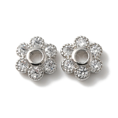 Rack Plating Brass Cubic Zirconia Bead Cap KK-C020-12B-P-1