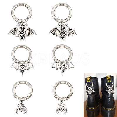 Tibetan Style Bat Alloy Pendants HJEW-AB00223-1