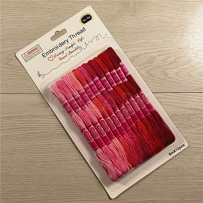 12 Skeins 12 Colors 6-Ply Polycotton(Polyester Cotton) Embroidery Floss PW22063000220-1