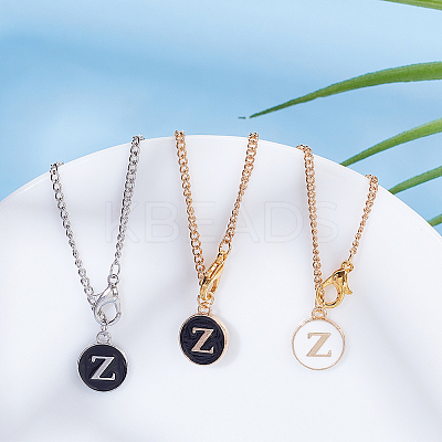 Flat Round with Letter Alloy Enamel Wine Glass Charms AJEW-AB00184-26-1