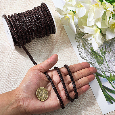 10M Round Braided PU Leather Cord LC-GF0001-13C-1