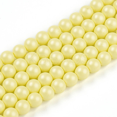 Baking Paint Pearlized Glass Pearl Bead Strands HY-N002-4mm-B03-1