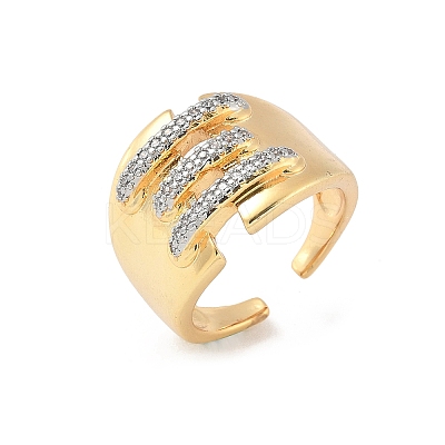 Brass Micro Pave Cubic Zirconia Cuff Rings RJEW-D307-05G-B-1