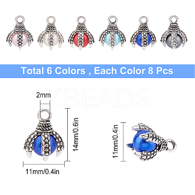48Pcs 6 Color Tibetan Style Alloy Charms FIND-SC0002-12-1