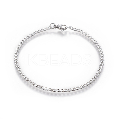 Tarnish Resistant 304 Stainless Steel Curb Chain Bracelets BJEW-E369-01P-1