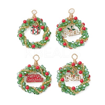 Christmas Theme Handmade Weave Seed Beads Pendants PALLOY-JF02838-1