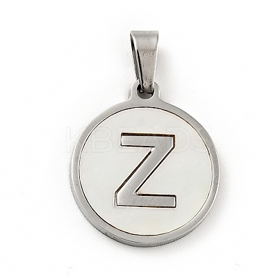 304 Stainless Steel with White Shell Pendants STAS-G268-01-P-1