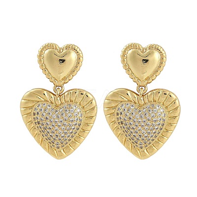 Rack Plating Brass Heart Stud Earrings for Women EJEW-D280-06G-1