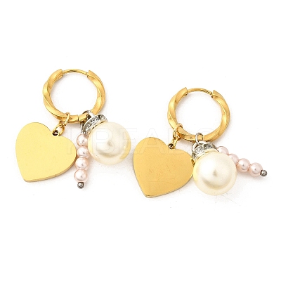 304 Stainless Steel Plastic Imitation Pearl Hoop Earrings EJEW-D308-06PG-1
