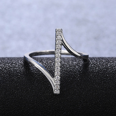 Brass Micro Pave Clear Cubic Zirconia Finger Rings for Women WG82572-03-1