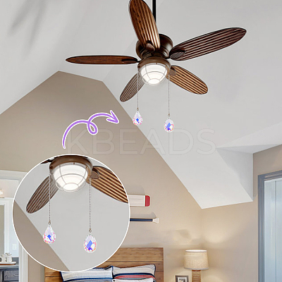 Teardrop Glass Ceiling Fan Pull Chain Extenders AJEW-BC00010-1