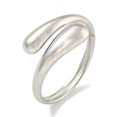 Non-Tarnish 304 Stainless Steel Teardrop Open Cuff Ring for Women RJEW-A043-19P-1