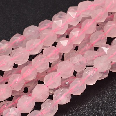 Faceted Natural Rose Quartz Beads Strands G-K066-10-8mm-1