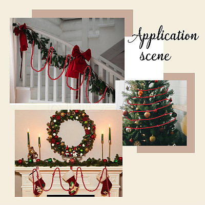 Round Wooden Beaded Garland for Christmas Tree Decoration AJEW-WH20019-63-1