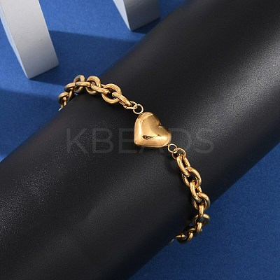 304 Stainless Steel Cable Chain Link Bracelets for Women LS-BJEW-M051-01G-1