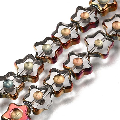 Electroplated Transparent Glass Beads Strands GL-CBA98F0-09D-1