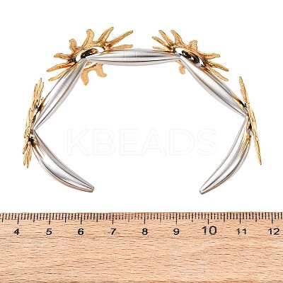 Two Tone 304 Stainless Steel Cuff Bangles for Women BJEW-B165-02B-1