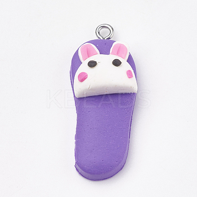 Handmade Polymer Clay Bunny Pendants CLAY-T012-24-1