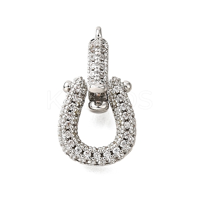 Brass Micro Pave Cubic Zirconia Fold Over Clasps KK-D356-13P-1