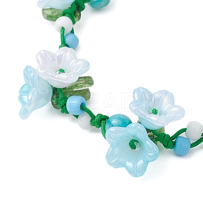 Flower Natural Hemimorphite Braided Bracelets for Women BJEW-TA00625-02-1