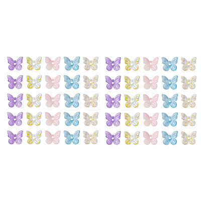 50Pcs 5 Colors Transparent Spray Painted Glass Charms GLAA-FP0001-12-1
