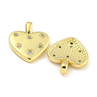 Heart Rack Plating Brass Micro Pave Clear Cubic Zirconia Pendants KK-Z053-02G-1