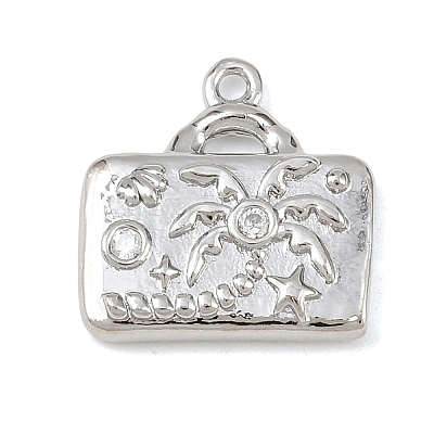 Brass Micro Pave Clear Cubic Zirconia Pendants KK-G545-01P-1