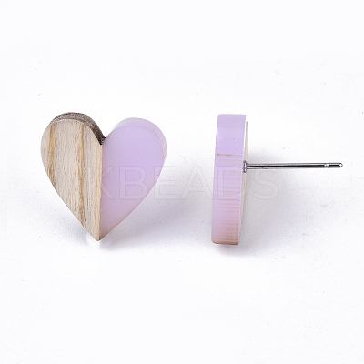 Transparent Resin & Wood Stud Earrings EJEW-N017-002A-D03-1
