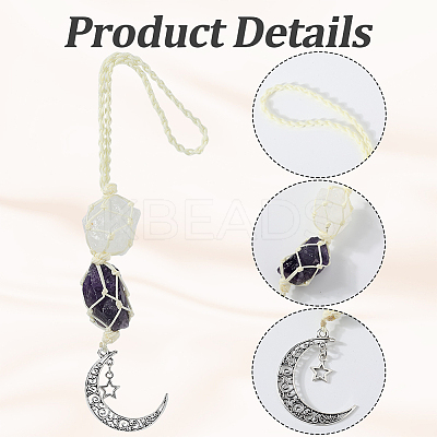 Nuggets Natural Quartz Crystal & Amethyst Pouch Pendant Decorations HJEW-WH20002-03F-1