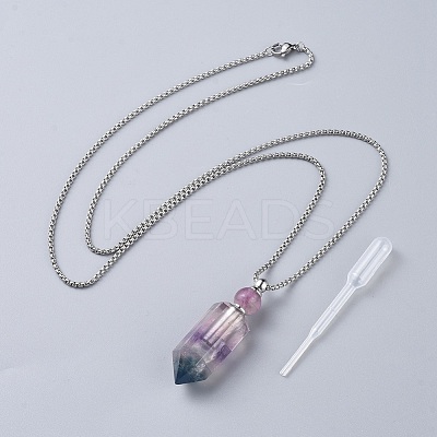 Natural Gemstone Perfume Bottle Pendant Necklaces NJEW-F251-09P-1