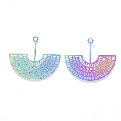 Ion Plating(IP) 201 Stainless Steel Filigree Pendants LS-X-STAS-R102-32-1