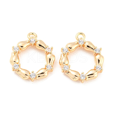 Brass Micro Pave Cubic Zirconia Pendants KK-E090-21G-1