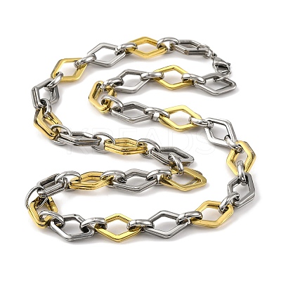 201 Stainless Steel Rhombus Links Chain Necklace NJEW-F22-39N-GP-1