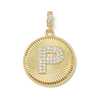 Brass Micro Pave Clear Cubic Zirconia Pendants KK-L253-17G-P-1