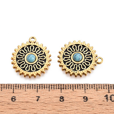 304 Stainless Steel and Natural Turquoise Pendants STAS-T070-08G-1