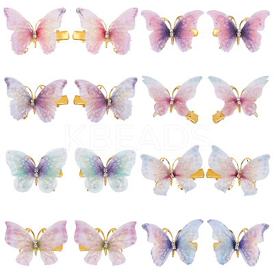 8Pairs 8 Style Double Layers Tulle Butterfly Alligator Hair Clips PHAR-CP0001-06-1