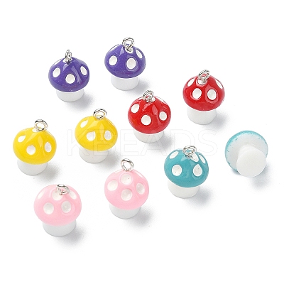 10Pcs 5 Colors Opaque Resin Pendants RESI-YW0001-50-1