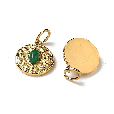 Ion Plating(IP) 304 Stainless Steel with Natural & Synthetic Gemstone Pendants STAS-G351-28G-1