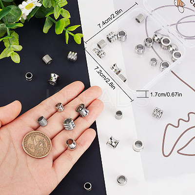 40Pcs 5 Styles 201 & 304 Stainless Steel European Beads STAS-BBC0001-98-1
