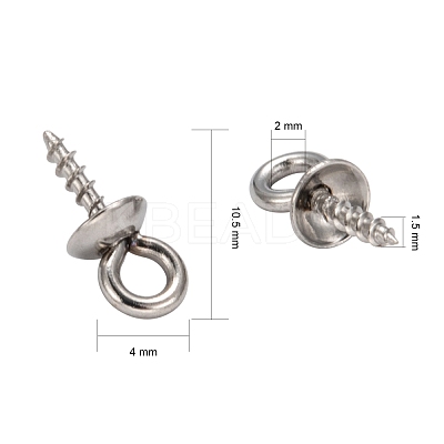 Non-Tarnish 304 Stainless Steel Screw Eye Pin Peg Bails X-STAS-E076-05-1