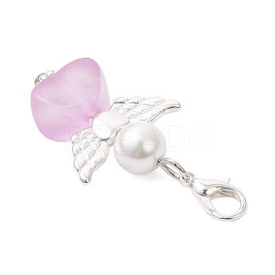 Heart Angel Acrylic & Glass Pendant Decorations HJEW-JM03557-1