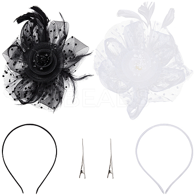 2 Sets 2 Colors Women's Fascinator Hat OHAR-GF0001-38-1