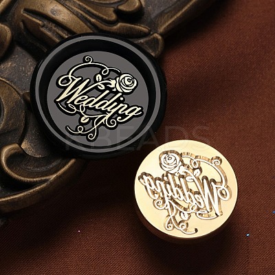 Wedding Wax Seal Brass Stamp Heads AJEW-M038-01O-G-1