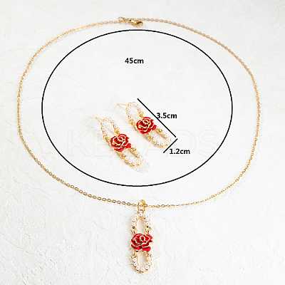 Plastic Beaded Oval with Flower Jewelry Set YW1382-2-1